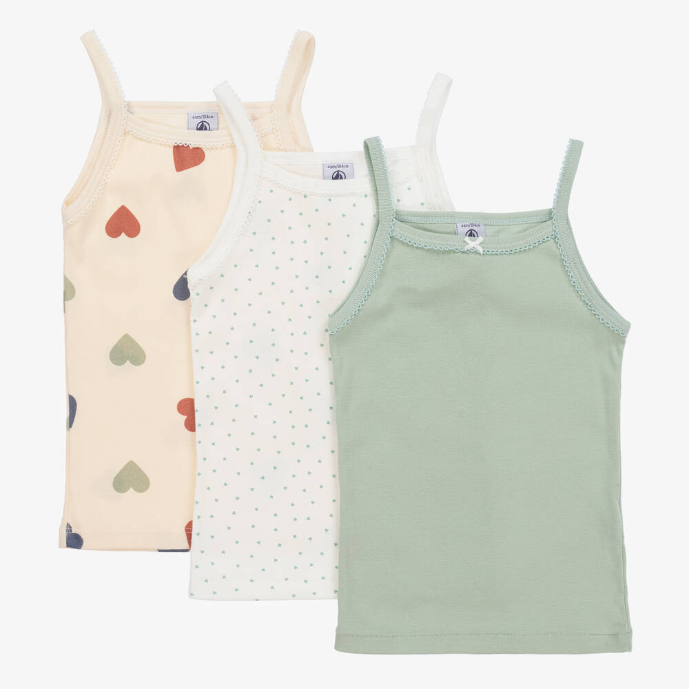 Petit Bateau-Girls Organic Cotton Vest Tops (3 Pack) | Childrensalon Outlet