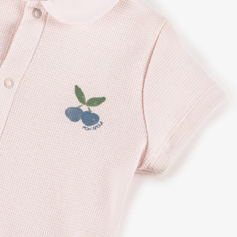 Petit Bateau-Girls Organic Pink Cotton Romper | Childrensalon Outlet