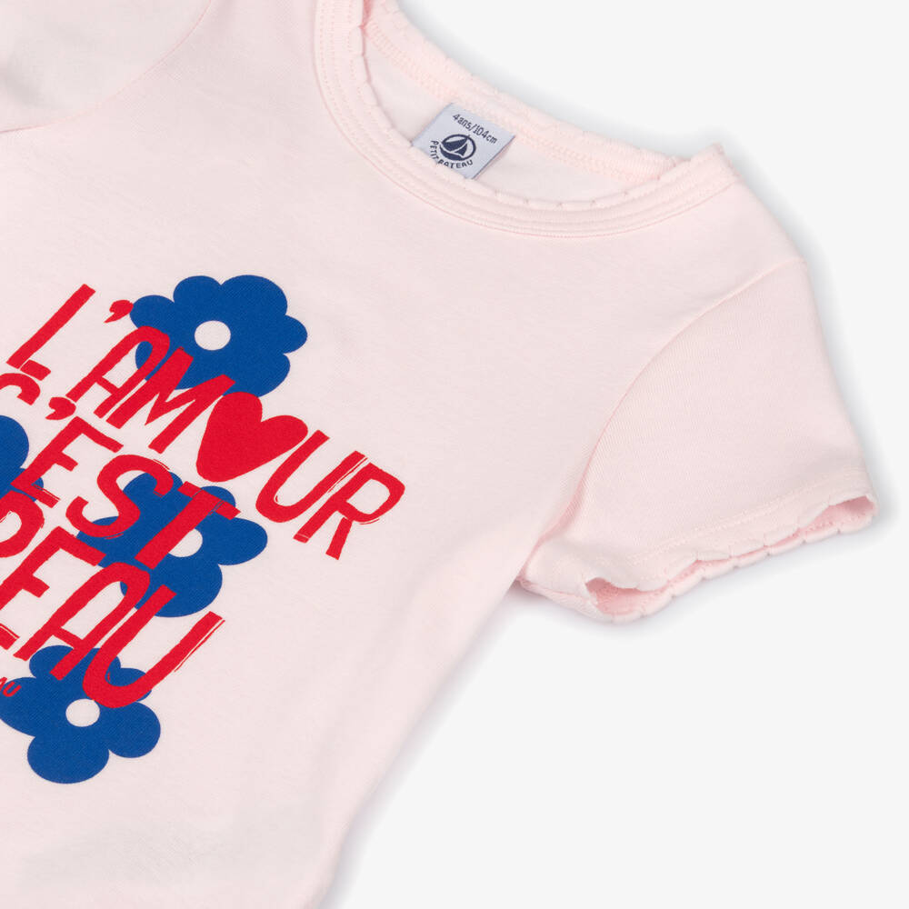 Petit Bateau-Розовая футболка с графическим рисунком для девочек | Childrensalon Outlet