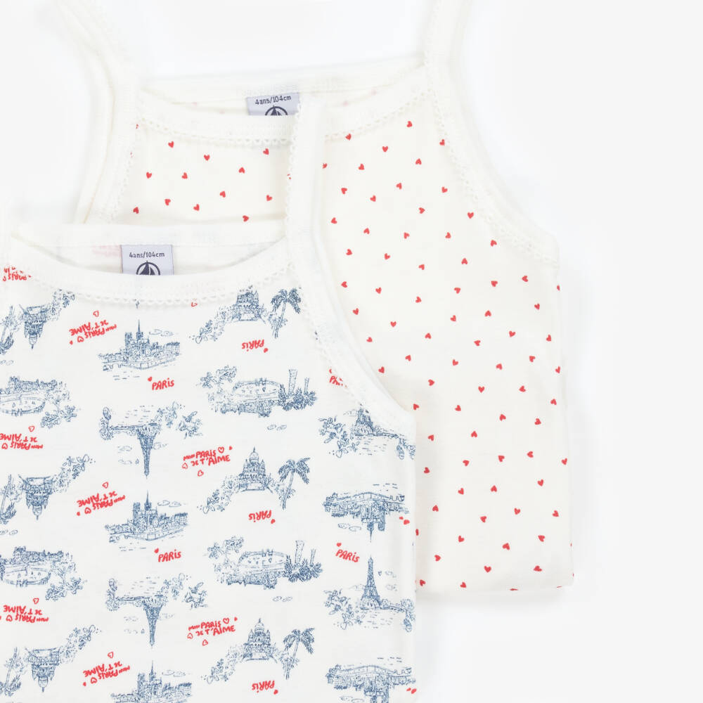 بتي باتو-طقم صدريات بيضاء مستوحاة من باريس للبنات | Childrensalon Outlet