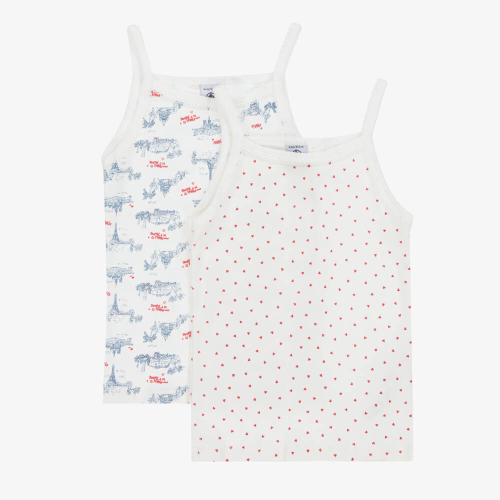 Petit Bateau-Girls Paris-Inspired White Vest Duo | Childrensalon Outlet