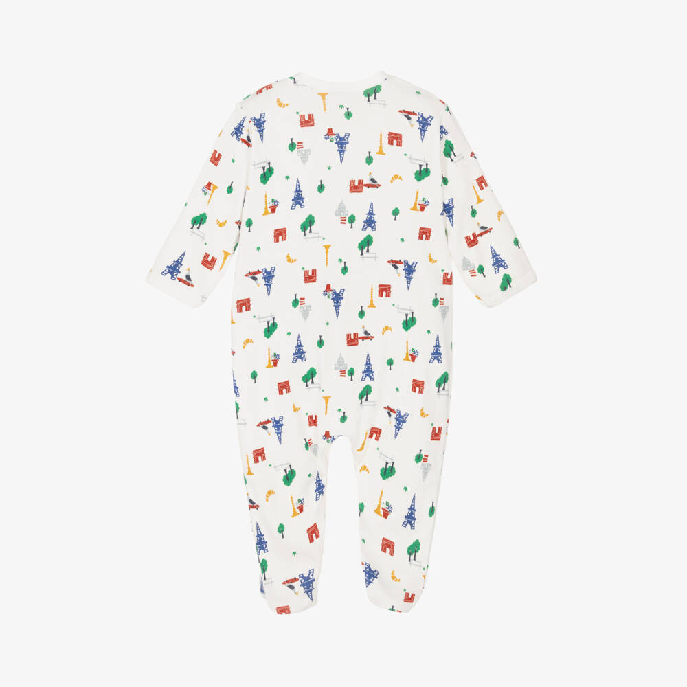 Petit Bateau-Girls Paris Print Cotton Babygrow | Childrensalon Outlet