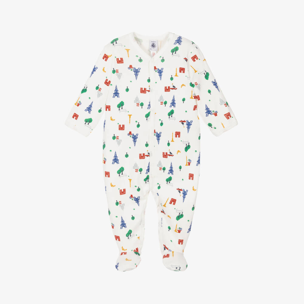 Petit Bateau-Girls Paris Print Cotton Babygrow | Childrensalon Outlet
