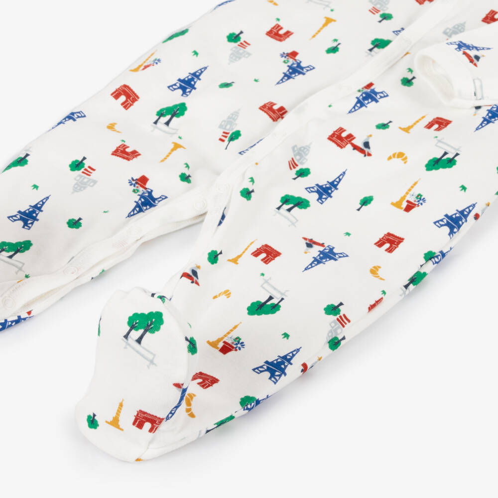 Petit Bateau-Girls Paris Print Cotton Babygrow | Childrensalon Outlet