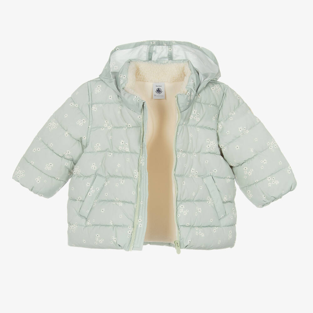 Petit Bateau-Girls Pastel Floral Hooded Puffer Jacket | Childrensalon Outlet