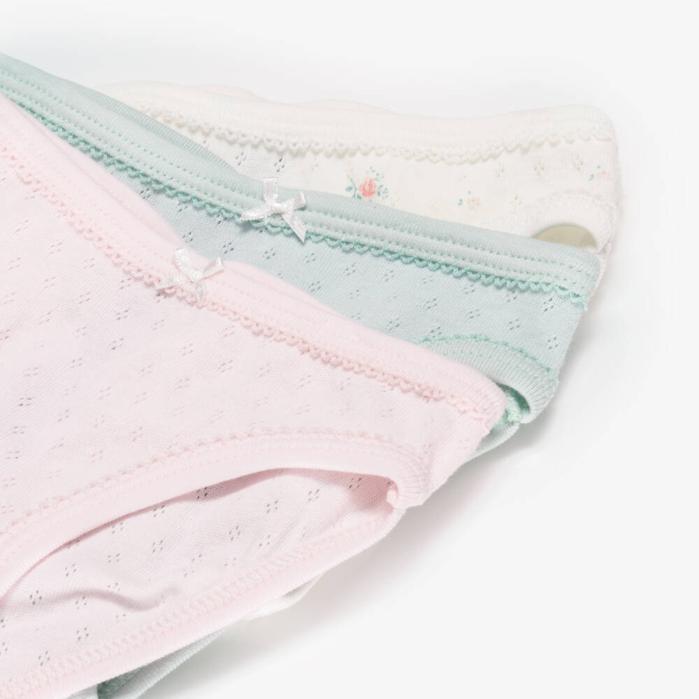 Petit Bateau-Girls Pastel Pointelle Cotton Jersey Knickers (3 Pack) | Childrensalon Outlet