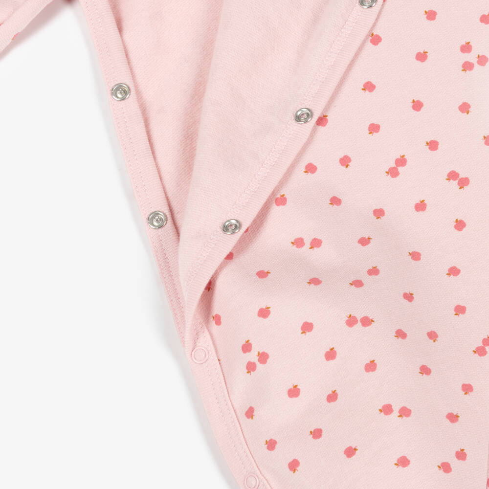 Petit Bateau-Girls Pink Apple Print Organic Cotton Jersey Babygrow | Childrensalon Outlet