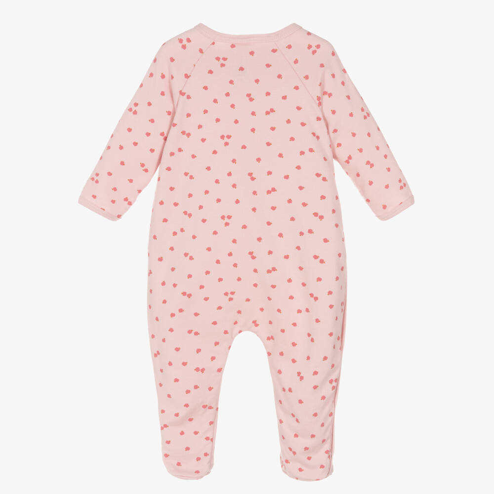 Petit Bateau-Girls Pink Apple Print Organic Cotton Jersey Babygrow | Childrensalon Outlet