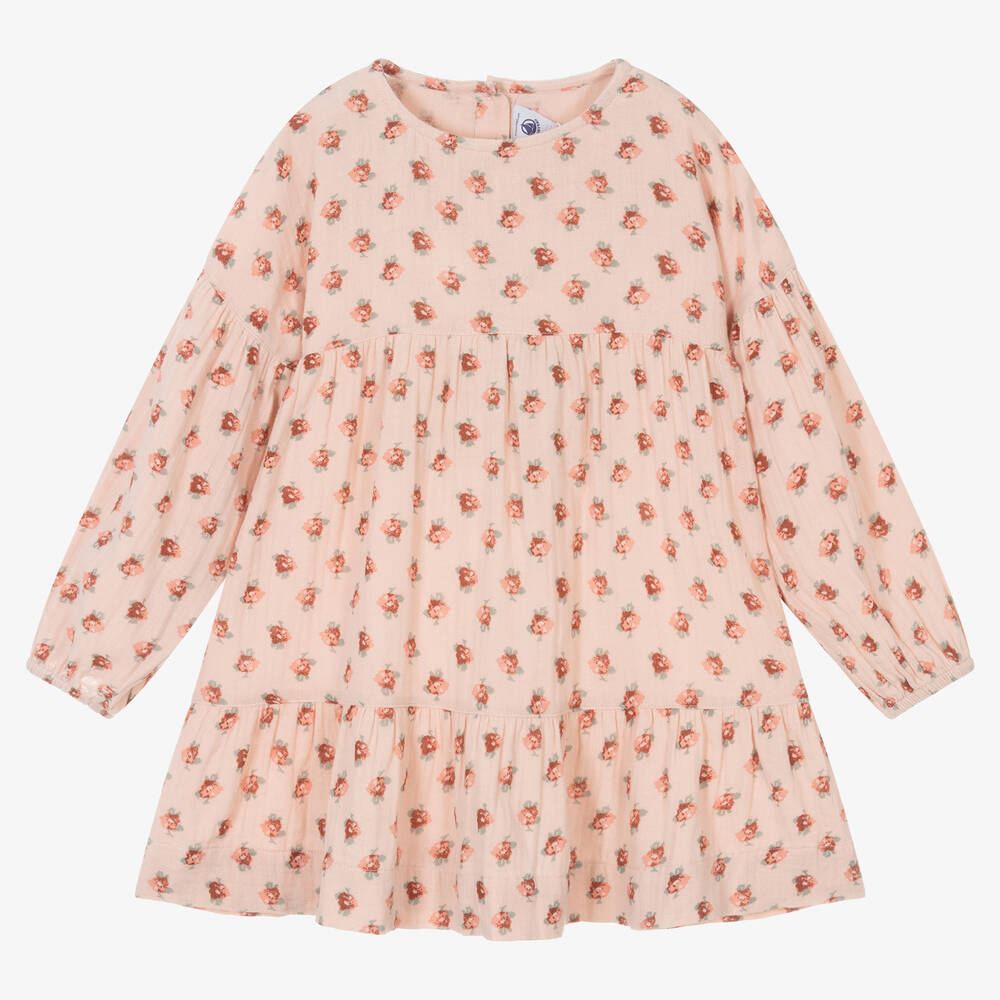 Petit Bateau - Rosa geblümtes Baumwollkleid | Childrensalon