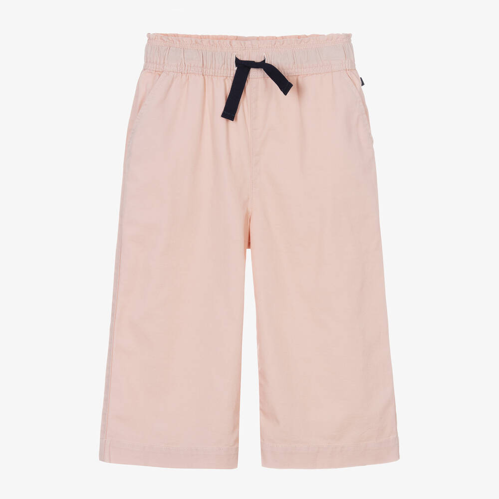 Petit Bateau-Girls Pink Cotton & Linen Twill Trousers | Childrensalon Outlet