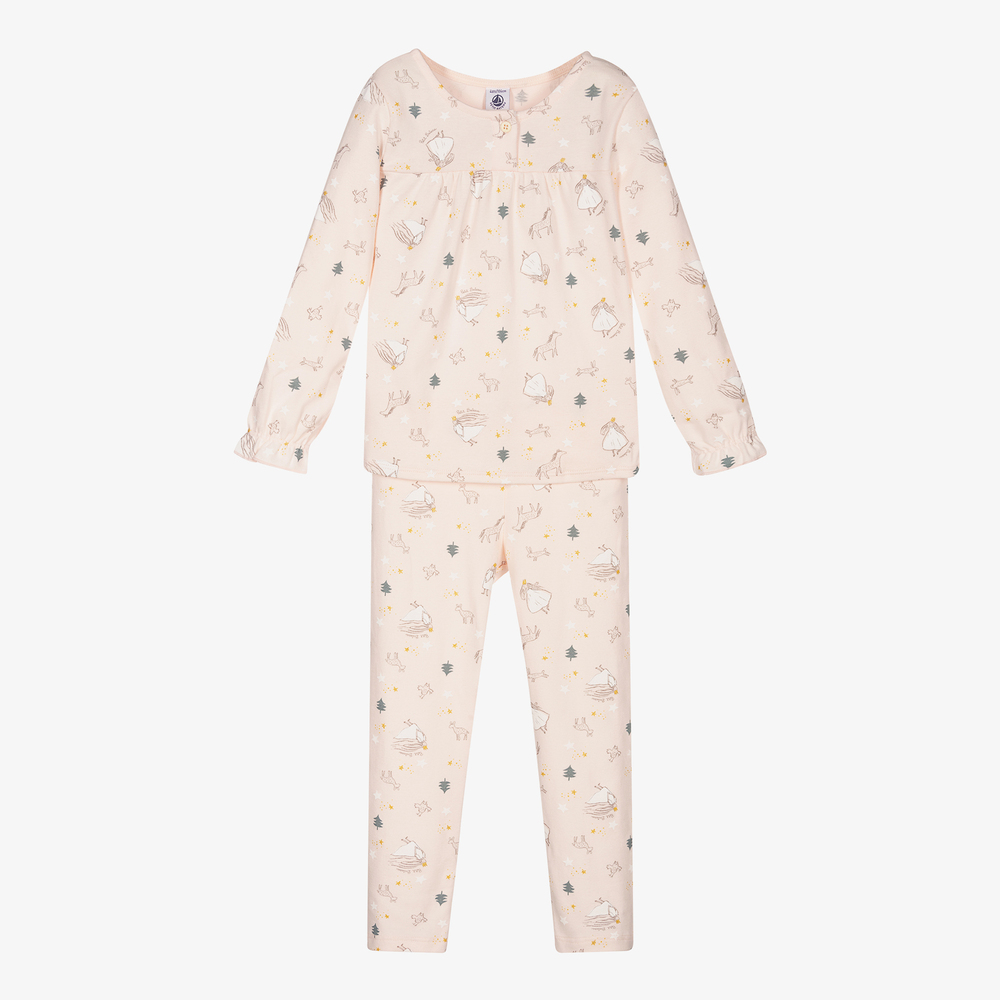 Petit Bateau Girls Pink Cotton Pyjamas Childrensalon Outlet