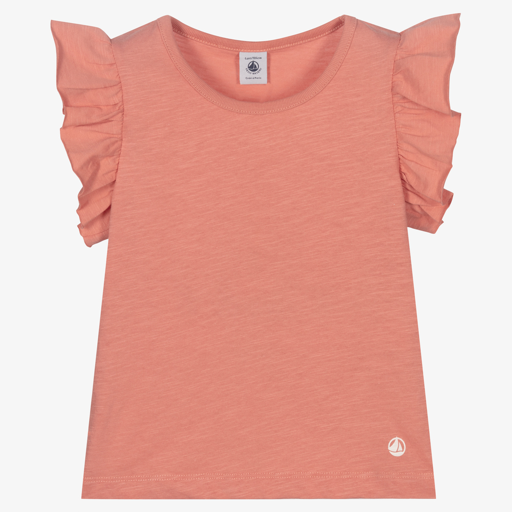 Petit Bateau - Girls Pink Cotton T-Shirt | Childrensalon