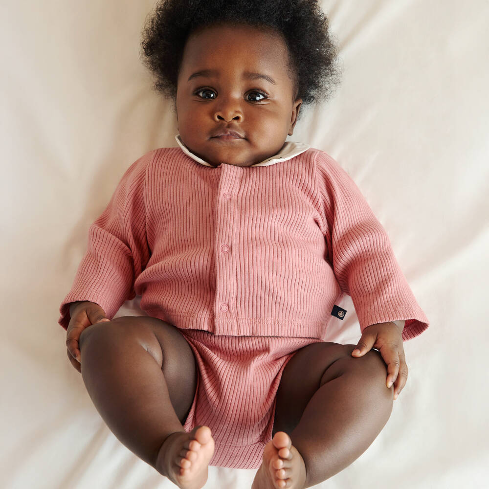 Petit Bateau-Girls Pink Cozy Cotton Ensemble | Childrensalon Outlet