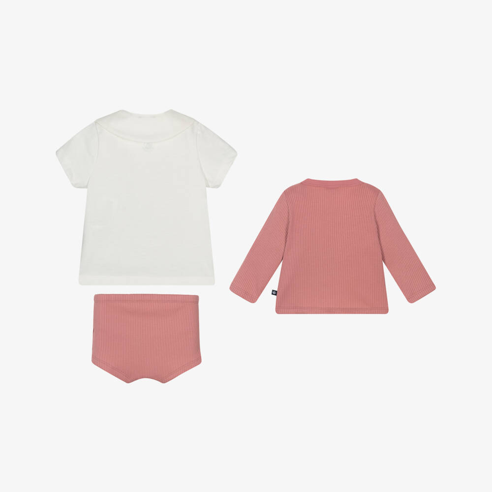 Petit Bateau-Girls Pink Cozy Cotton Ensemble | Childrensalon Outlet