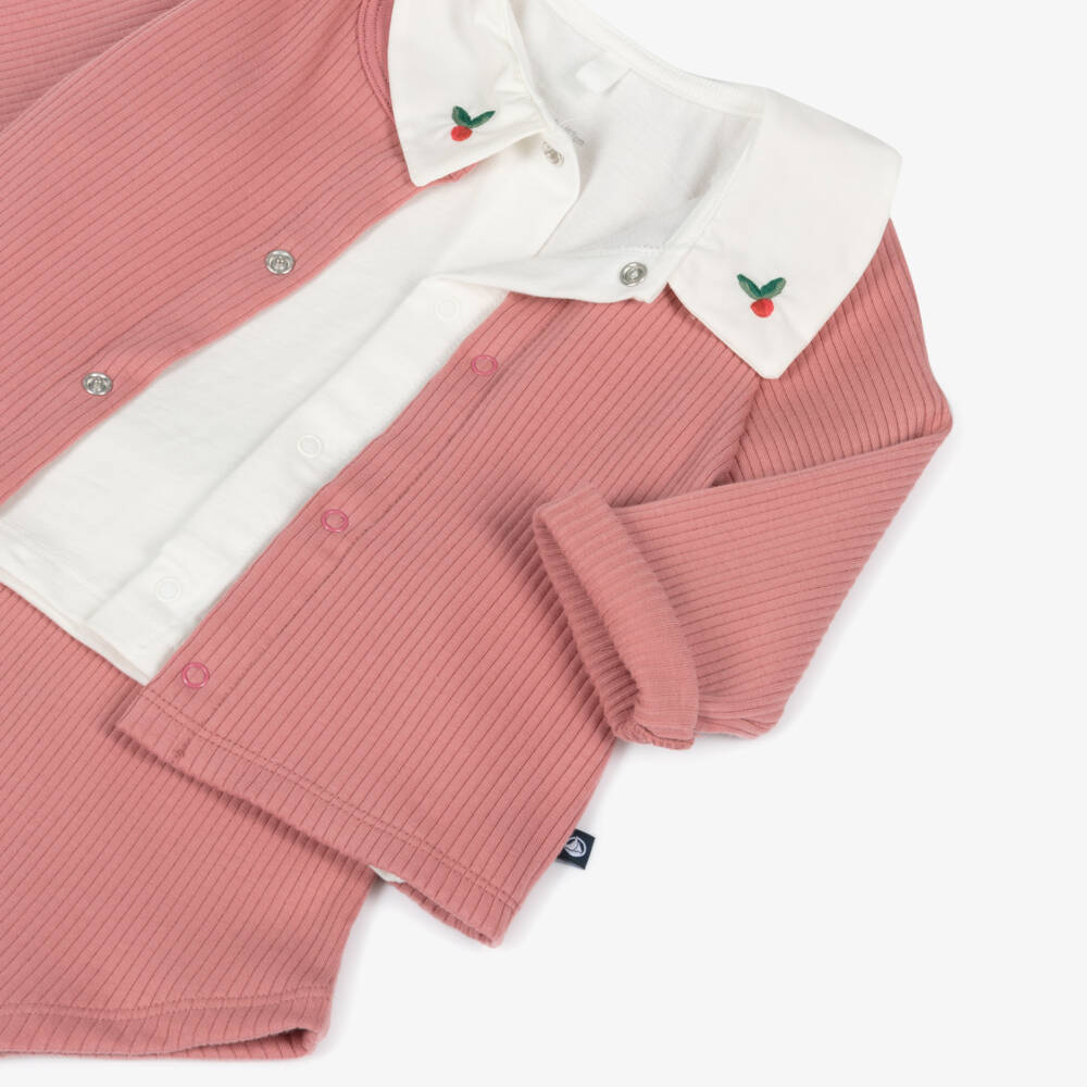 Petit Bateau-Girls Pink Cozy Cotton Ensemble | Childrensalon Outlet