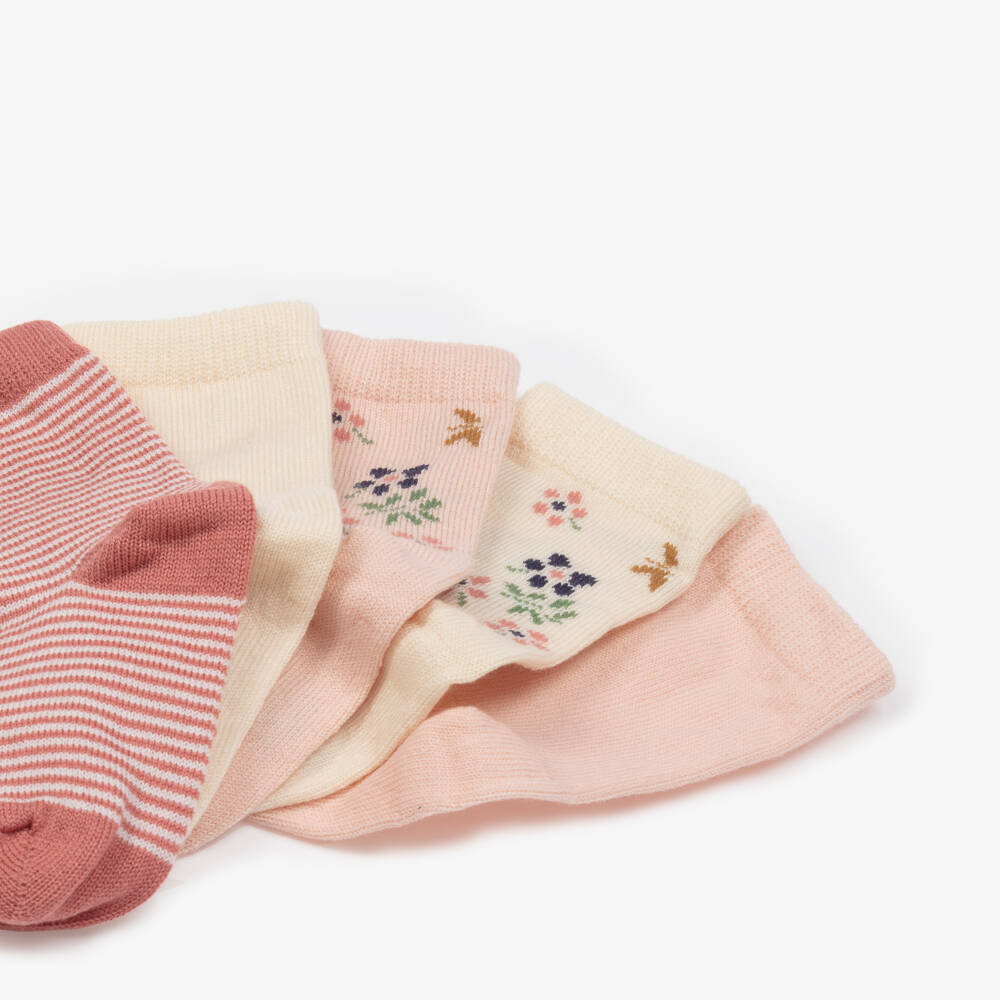 Petit Bateau-Girls Pink & Cream Cotton Socks Set | Childrensalon Outlet