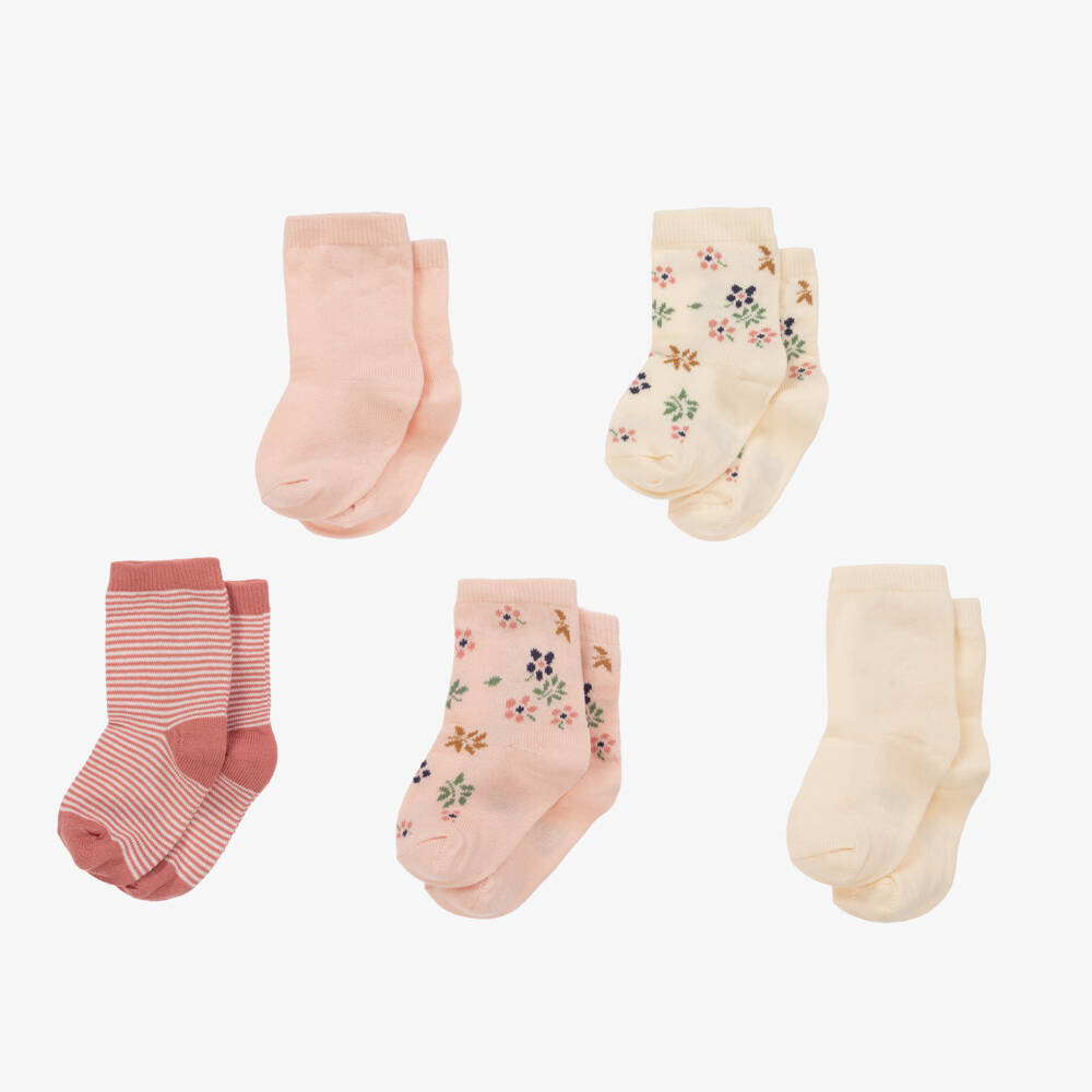Petit Bateau-Girls Pink & Cream Cotton Socks Set | Childrensalon Outlet