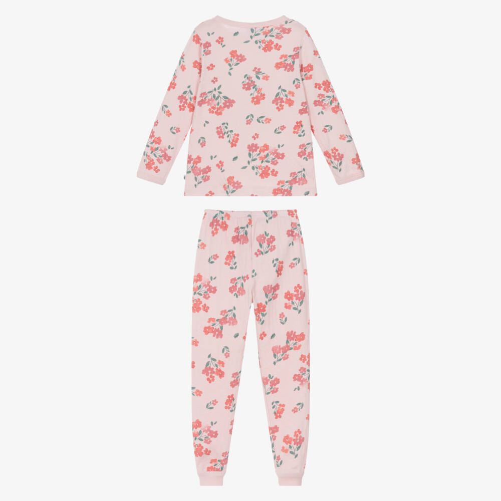 Petit Bateau-Хлопковая пижама с цветочным узором розовая для девочек | Childrensalon Outlet