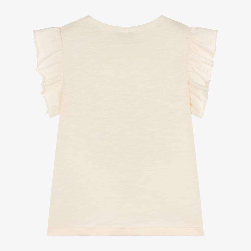 Petit Bateau-Girls Pink Floral Cotton T-Shirt | Childrensalon Outlet