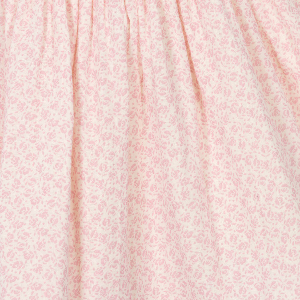 Petit Bateau-فستان قطن عضوي لون زهري بطبعة ورود | Childrensalon Outlet