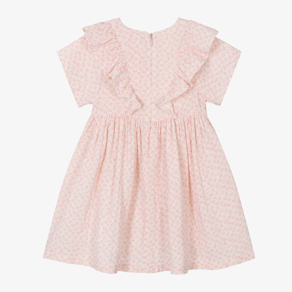 Petit Bateau-فستان قطن عضوي لون زهري بطبعة ورود | Childrensalon Outlet