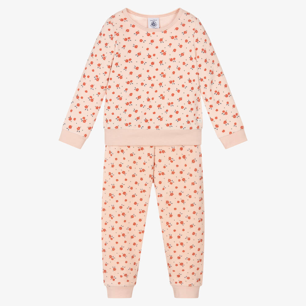 Petit Bateau - Girls Pink Floral Pyjamas | Childrensalon