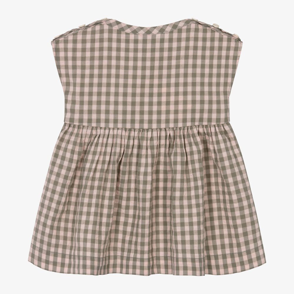 Petit Bateau-Girls Pink Gingham Check Cotton Dress | Childrensalon Outlet