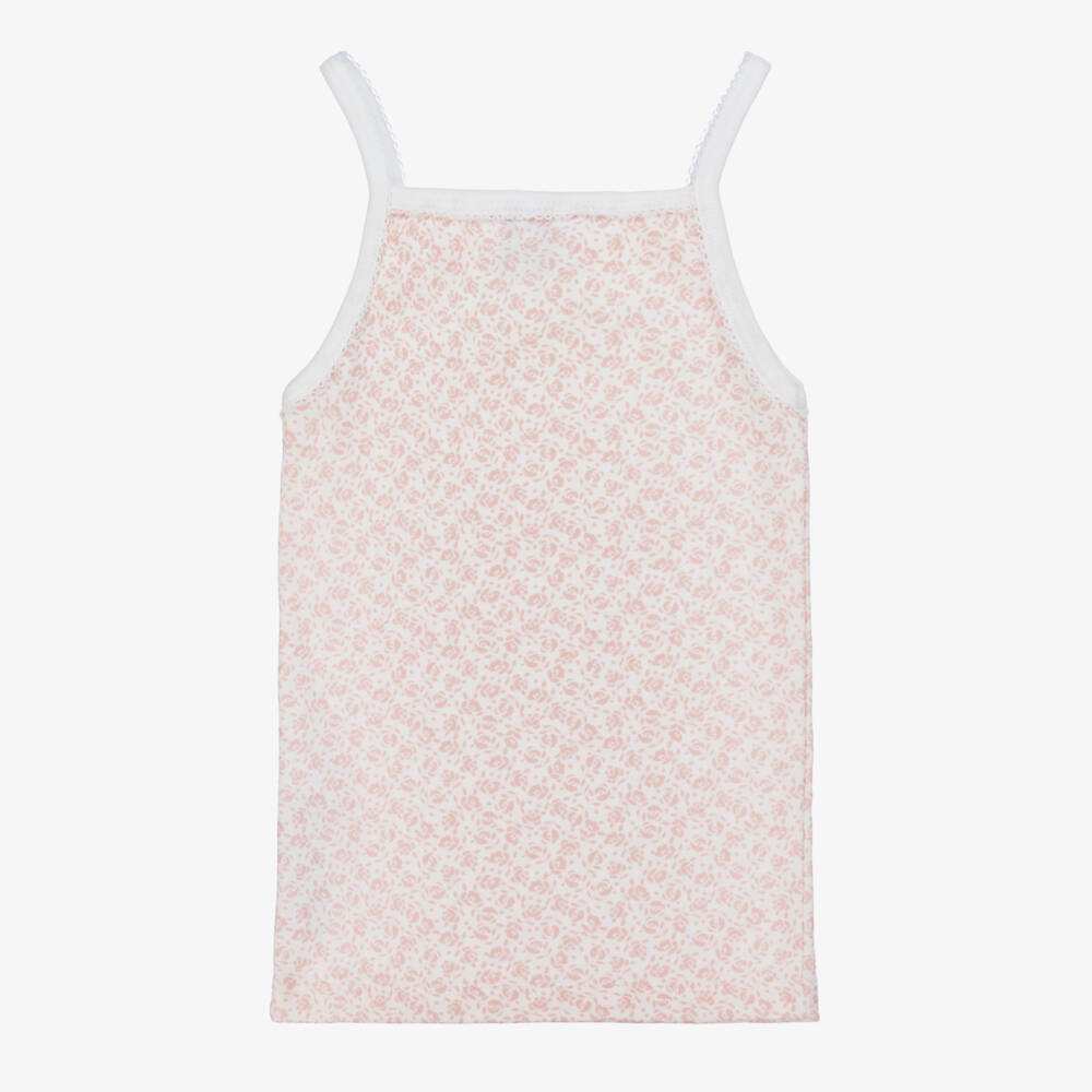 Petit Bateau-Girls Pink & Ivory Floral Knit Vests | Childrensalon Outlet