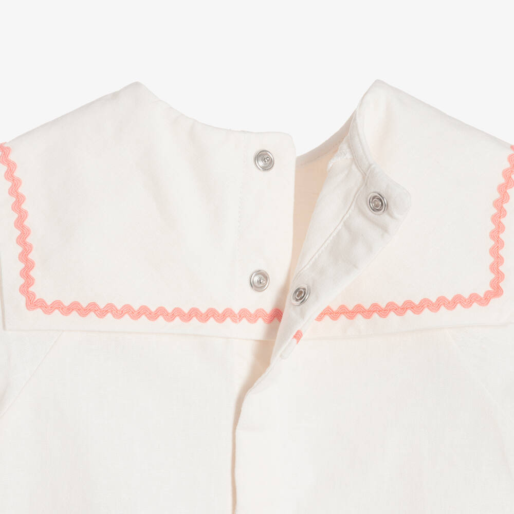 Petit Bateau-Girls Pink & Ivory Striped Cotton Shorts Set | Childrensalon Outlet