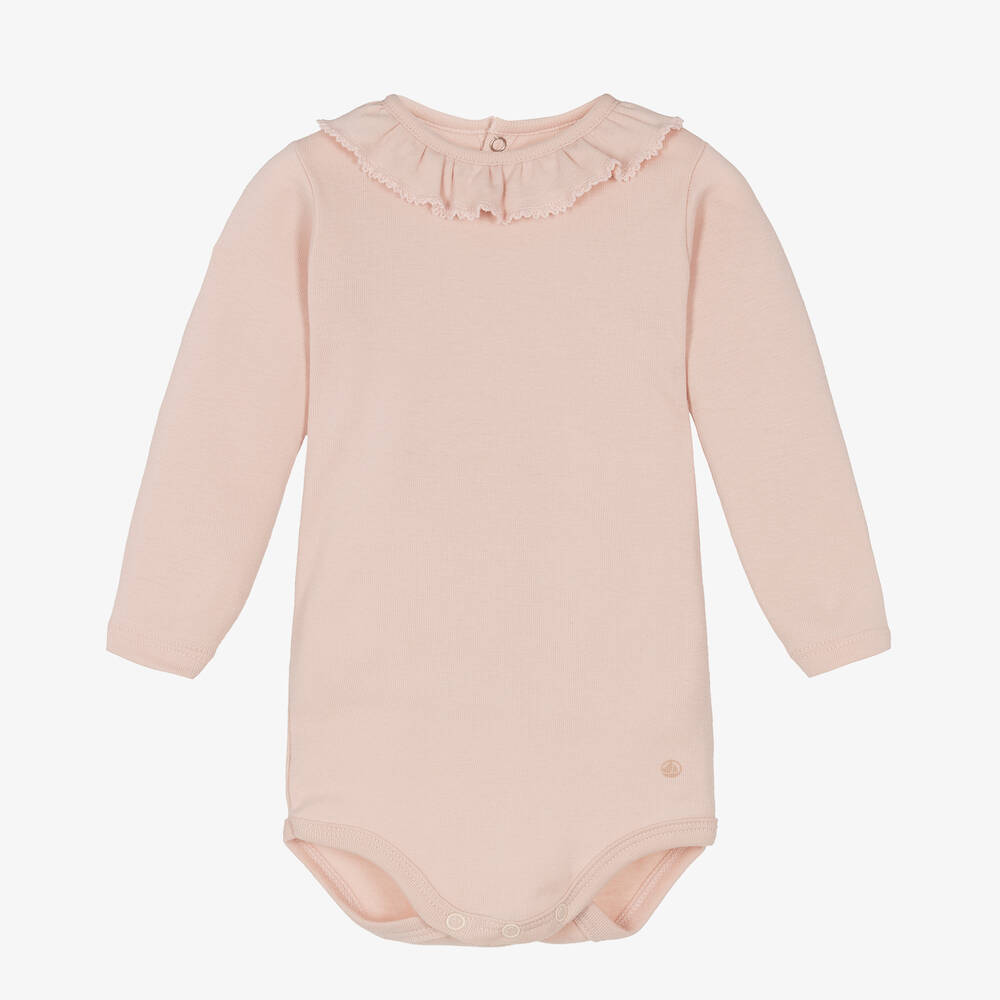 Petit Bateau-Girls Pink Organic Cotton Bodysuit | Childrensalon Outlet