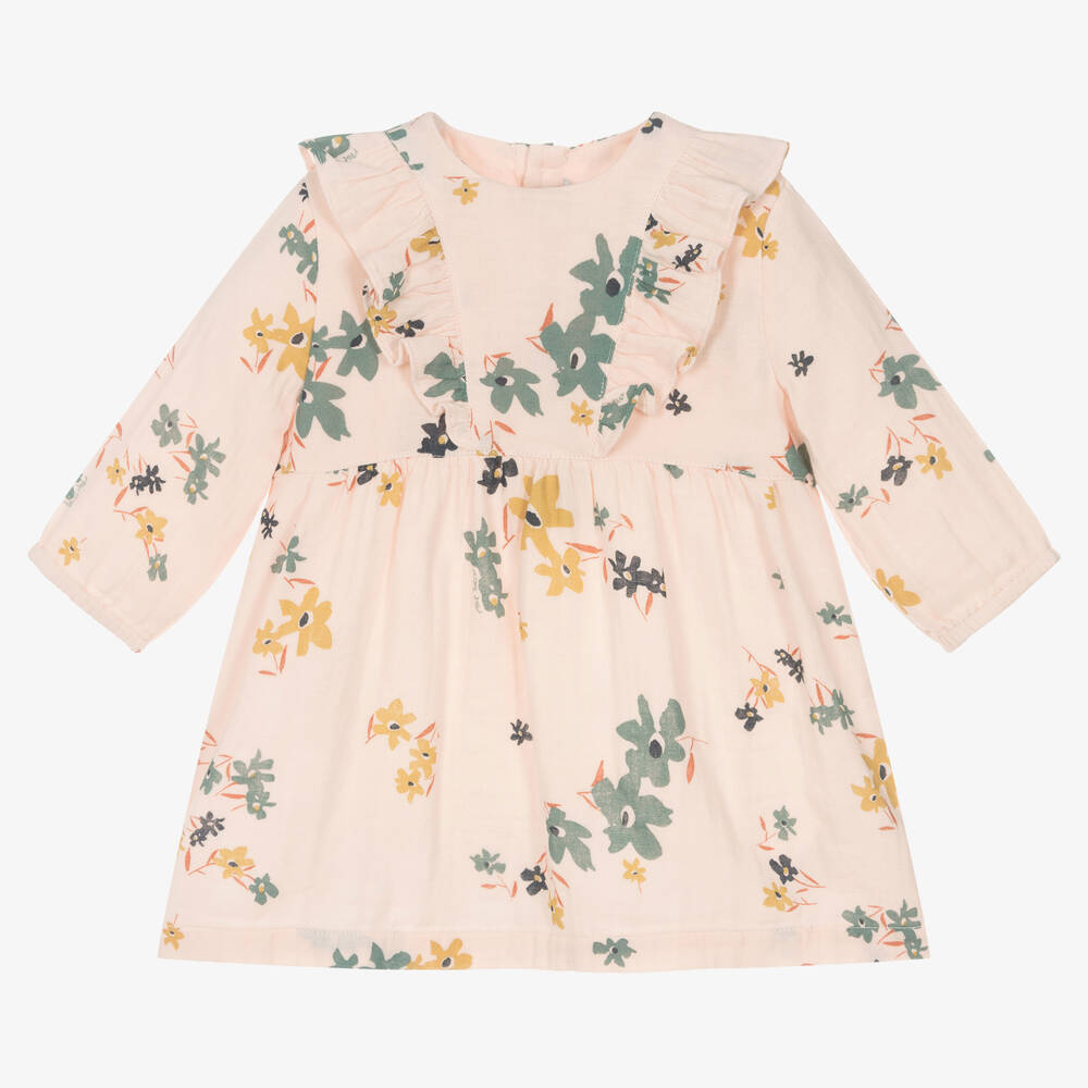 Petit Bateau - Girls Pink Organic Cotton Dress | Childrensalon