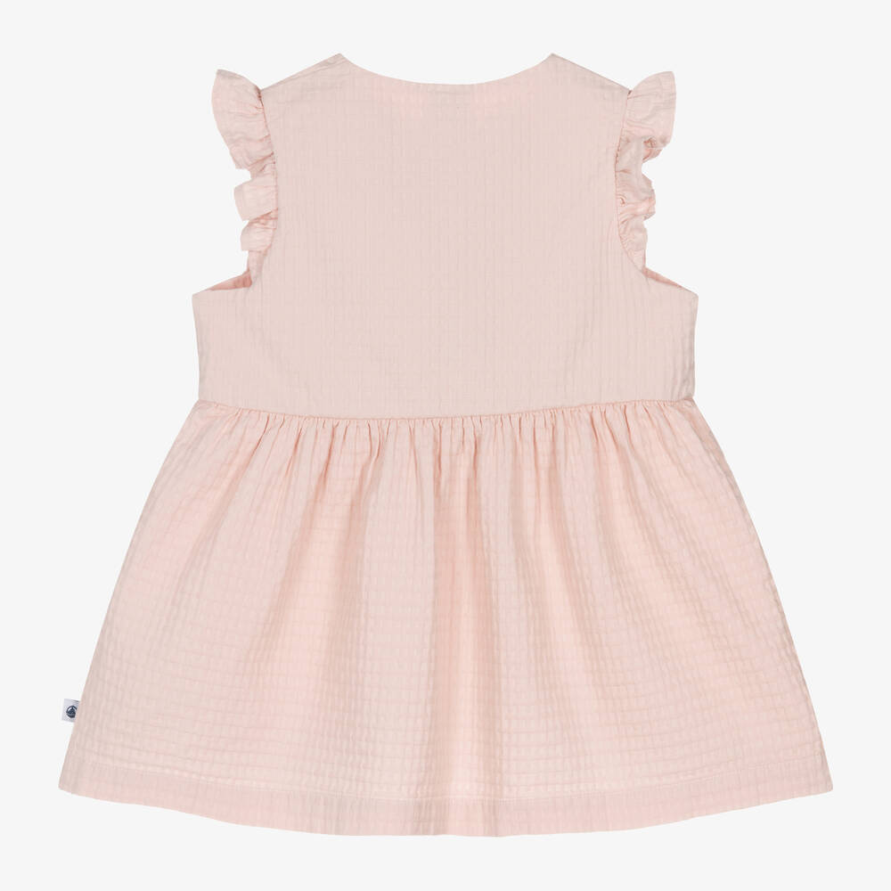 Petit Bateau-Girls Pink Organic Cotton Dress | Childrensalon Outlet