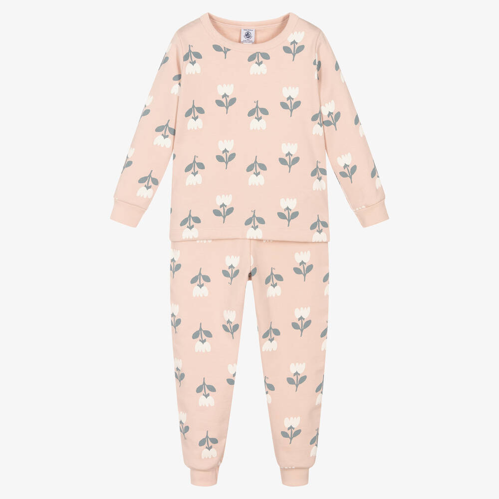 Petit Bateau - Girls Pink Organic Cotton Pyjamas | Childrensalon