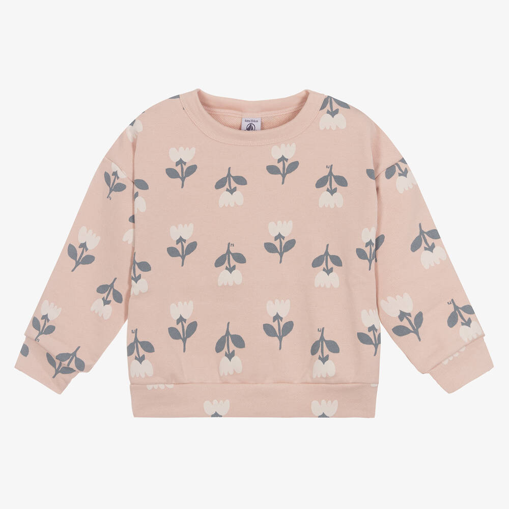 Petit Bateau - Sweat rose en coton bio fille | Childrensalon