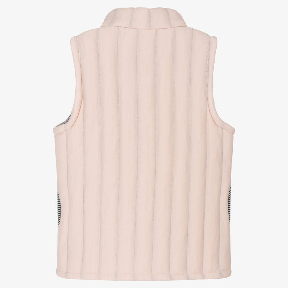 Petit Bateau-Girls Pink Padded Cotton Gilet | Childrensalon Outlet