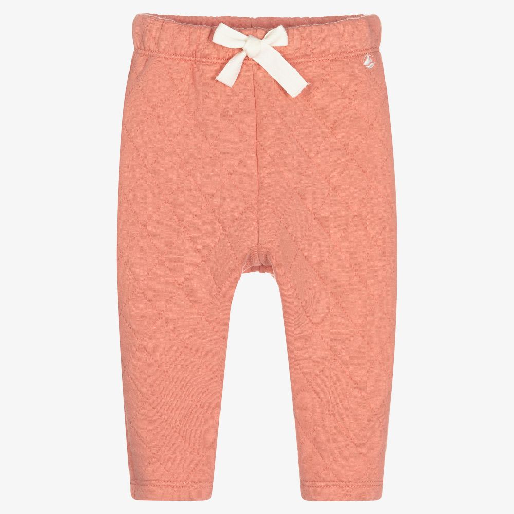 Petit Bateau - Girls Pink Quilted Trousers | Childrensalon