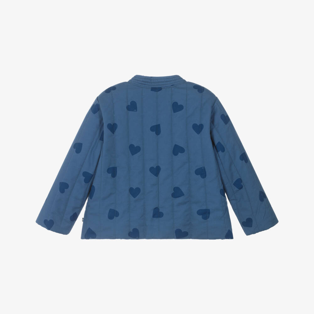 Petit Bateau-Girls Quilted Blue Heart Jacket | Childrensalon Outlet