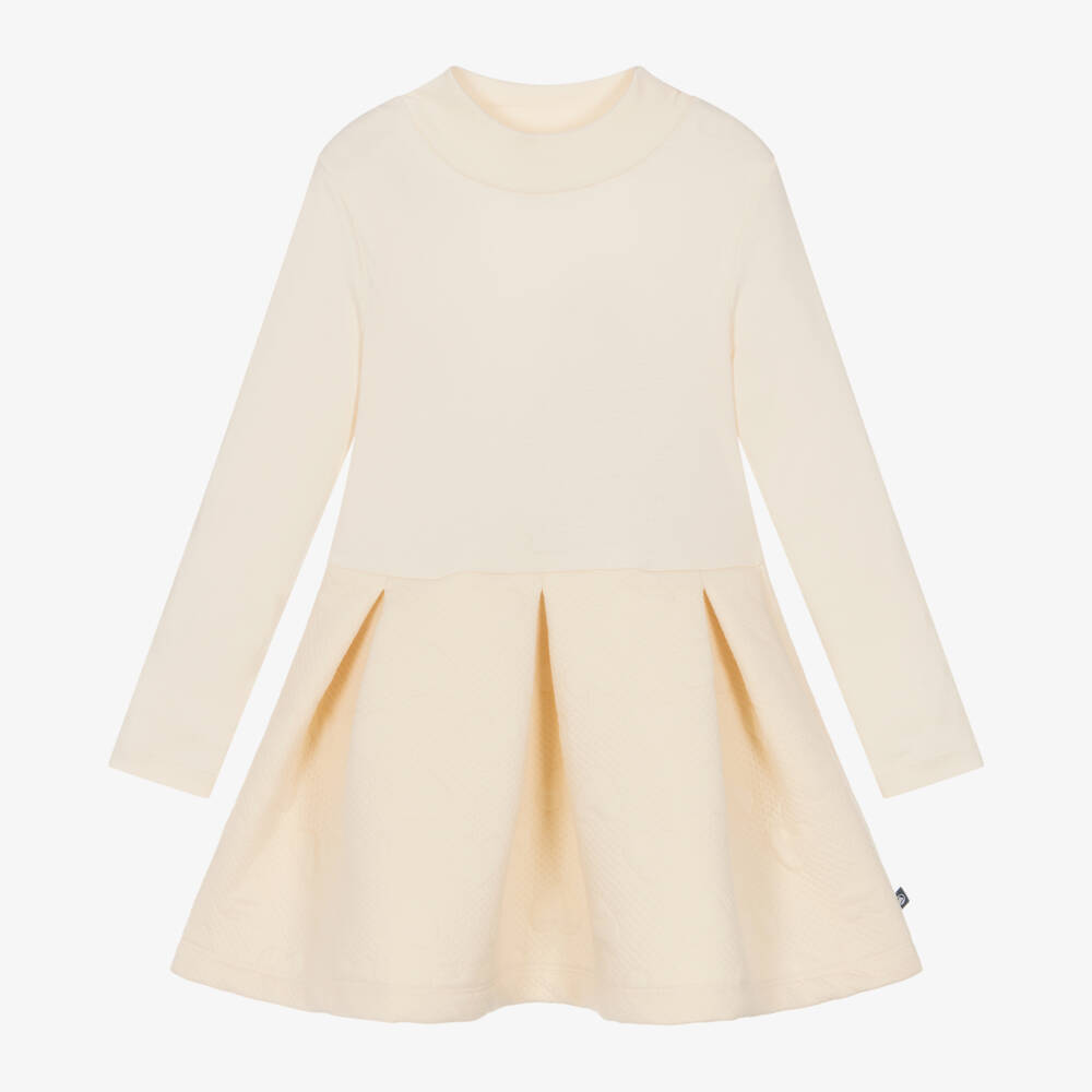 Petit Bateau-Girls Quilted Ivory Cotton Dress | Childrensalon Outlet