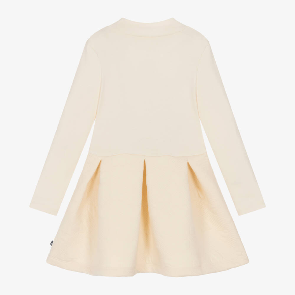 Petit Bateau-Girls Quilted Ivory Cotton Dress | Childrensalon Outlet