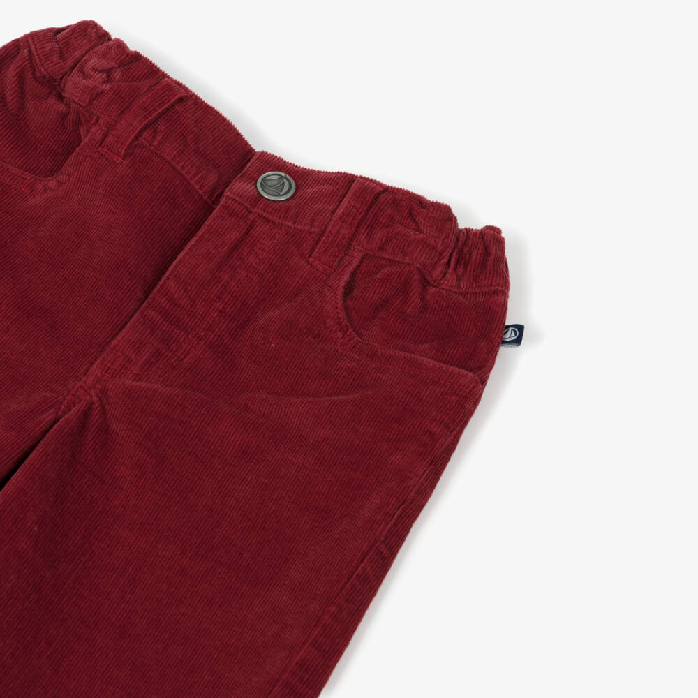 Petit Bateau-Girls Red Cotton Corduroy Trousers | Childrensalon Outlet