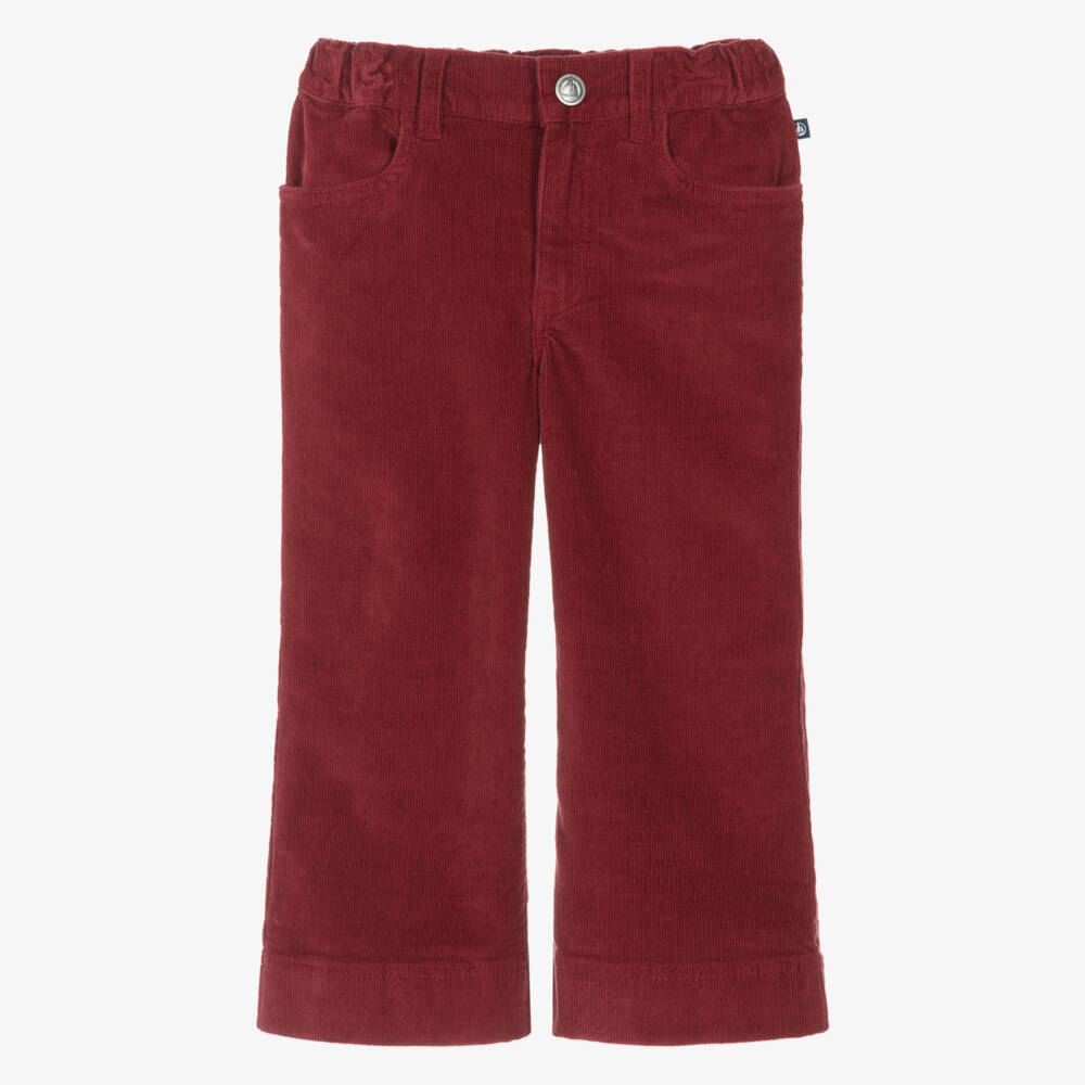 Petit Bateau-Girls Red Cotton Corduroy Trousers | Childrensalon Outlet