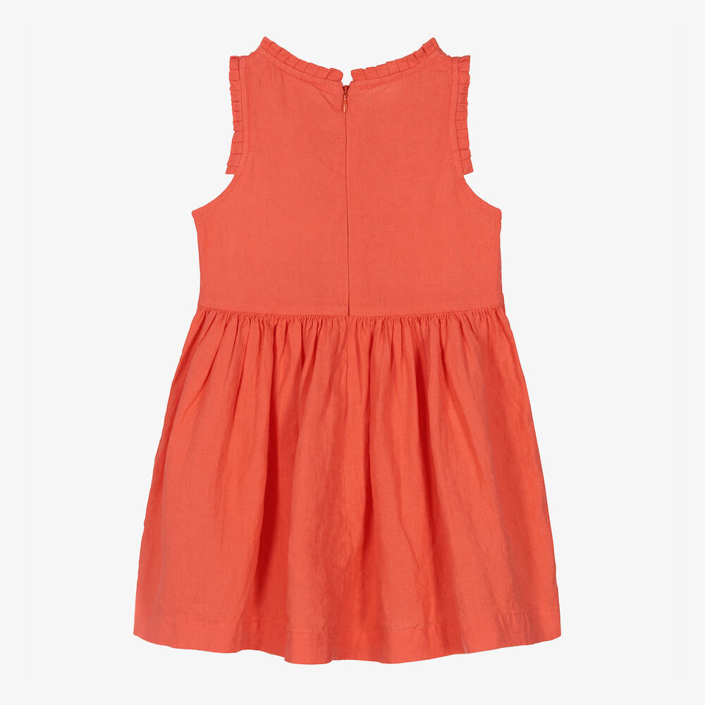Petit Bateau Robe rouge en lin fille