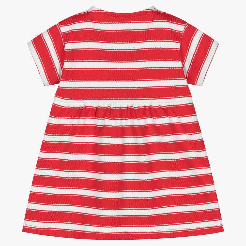 Petit Bateau-Красное хлопковое платье в белую полоску | Childrensalon Outlet