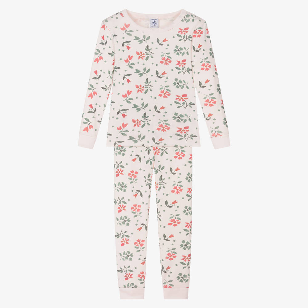 Petit Bateau-Girls Rose-Hued Cotton Floral Sleepwear | Childrensalon Outlet