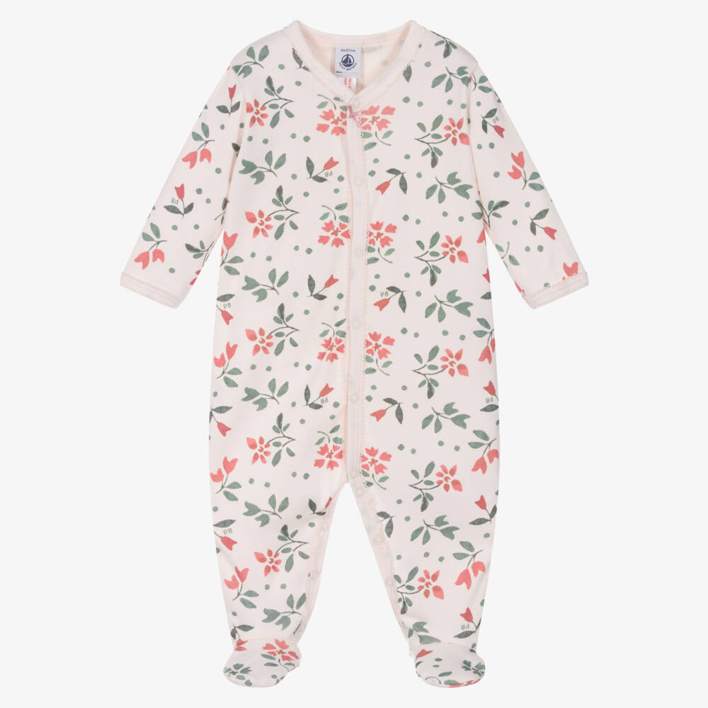 Petit Bateau-Girls Rosy Blossom Baby Suit | Childrensalon Outlet