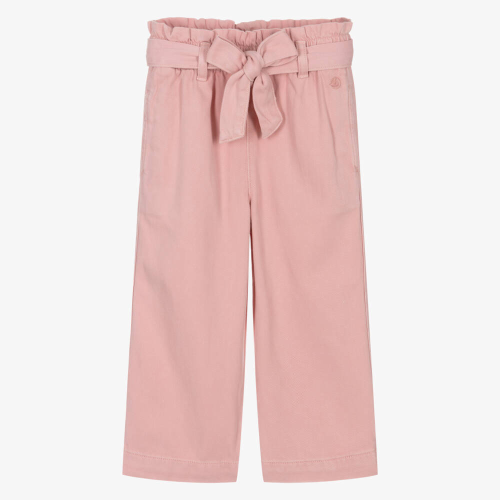 Petit Bateau-Широкие брюки из розового твила для девочек | Childrensalon Outlet