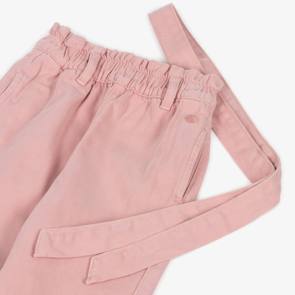 Petit Bateau-Girls Rosy Twill Wide-Leg Pants | Childrensalon Outlet