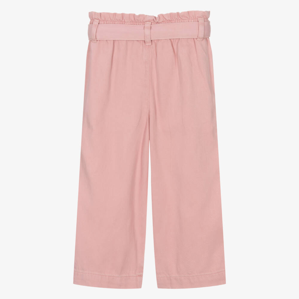 Petit Bateau-Girls Rosy Twill Wide-Leg Pants | Childrensalon Outlet