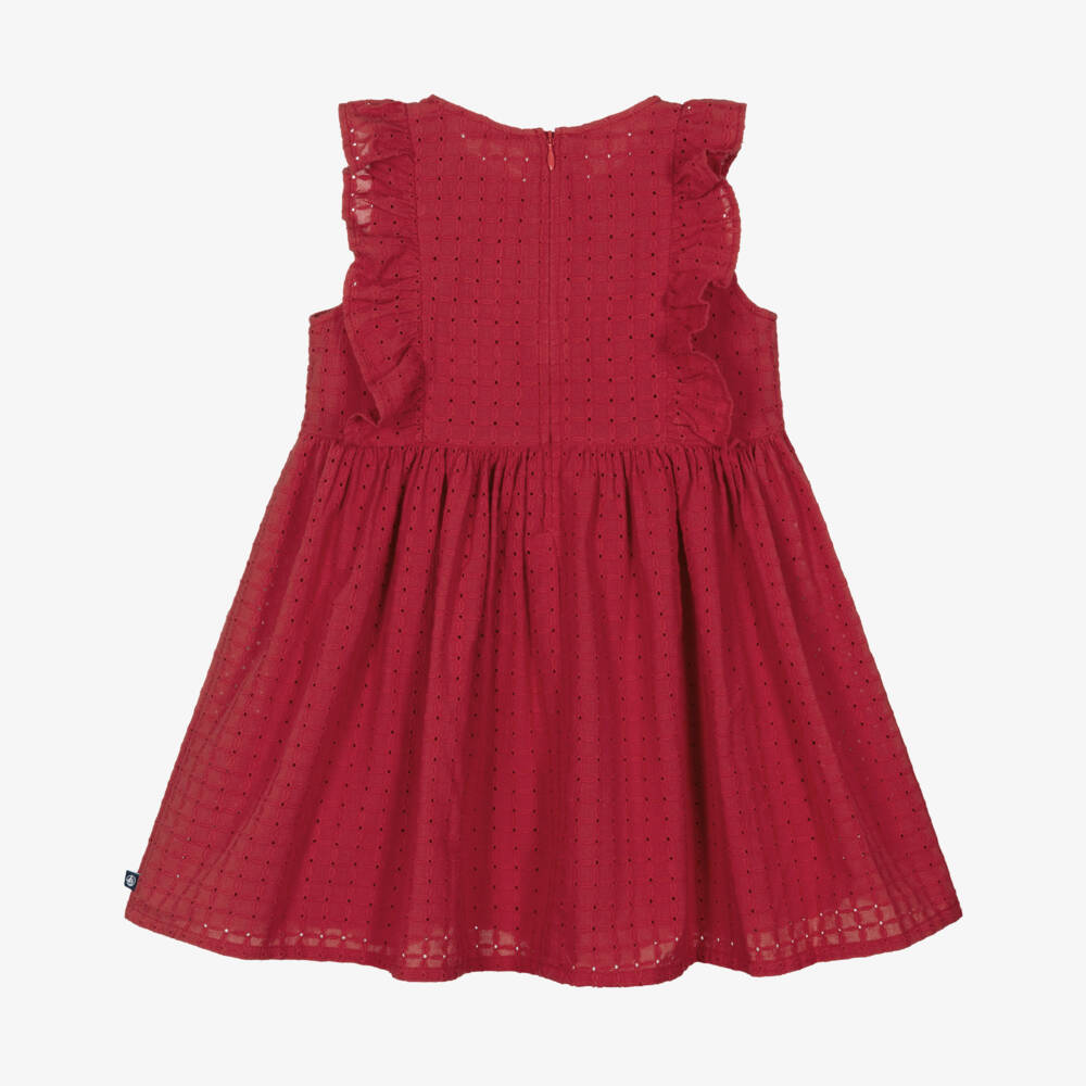 Petit Bateau-فستان صيفي مزين بالكشكش للبنات بلون الياقوت | Childrensalon Outlet