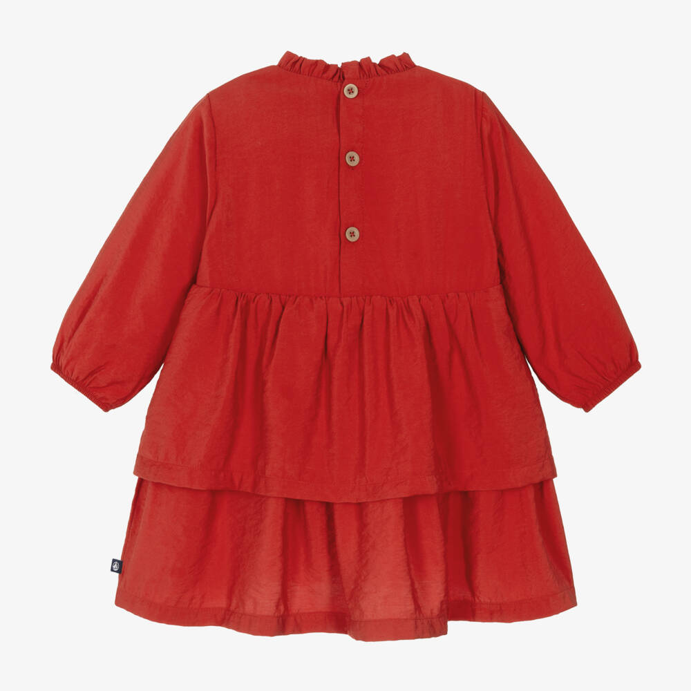 Petit Bateau-Girls Scarlet Viscose Frock | Childrensalon Outlet